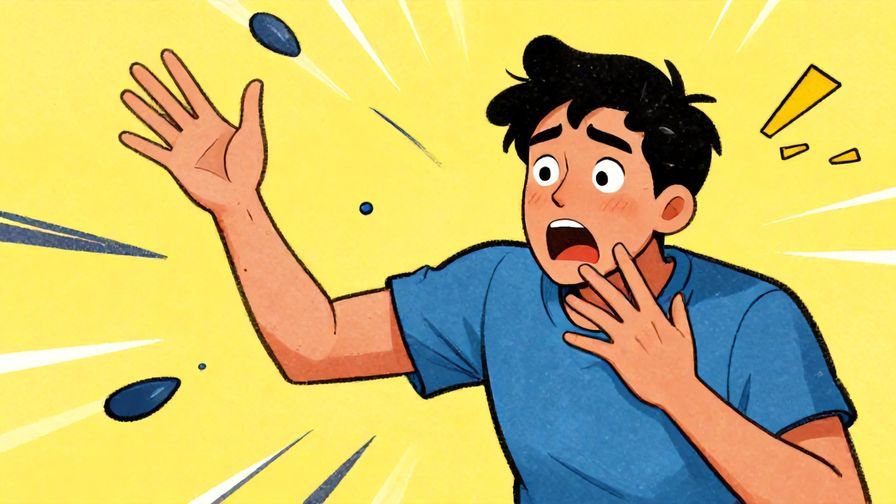 Illustration%20of%20a person dramatically dropping something or stepping back in shock, with exaggerated facial expression, vibrant colors, illustrated style