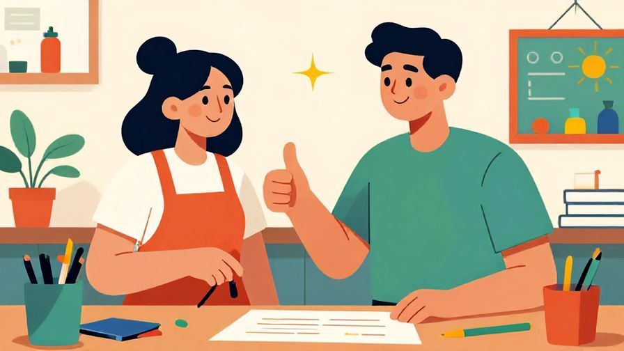 Illustration%20of%20a person encouraging another with a thumbs up, colorful workshop background, vibrant colors, illustrated style