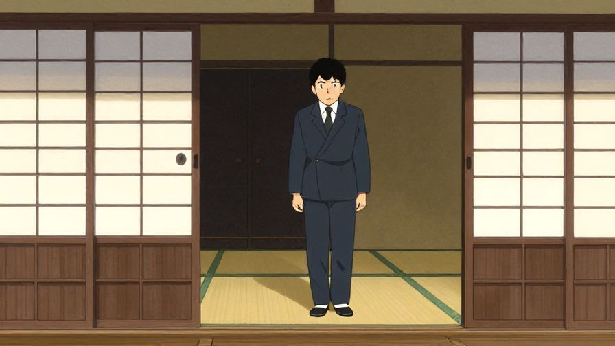 Illustration%20of%20a person entering a traditional Japanese house quietly%2C respectful expression%2C illustrated style