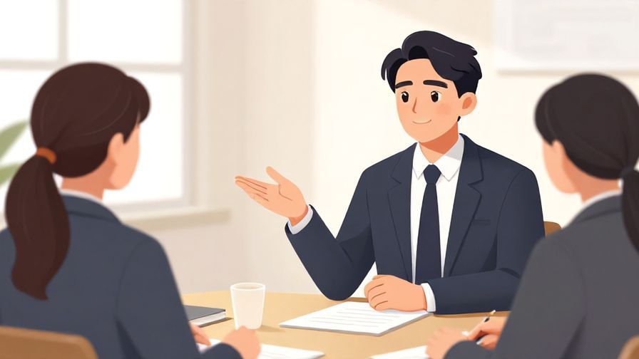 Illustration%20of%20a person explaining something respectfully in a meeting, confident but humble expression, business environment
