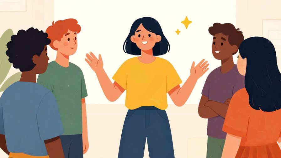 Illustration%20of%20a person explaining something animatedly with a casual gesture among friends, vibrant colors, illustrated style