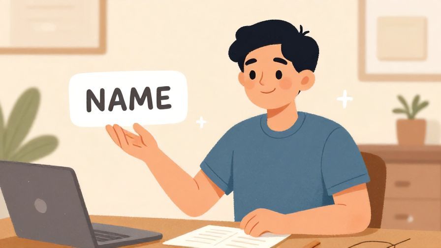 Illustration%20of%20a person explaining their name with a friendly smile%2c casual indoor setting%2c warm colors%2c illustrated style
