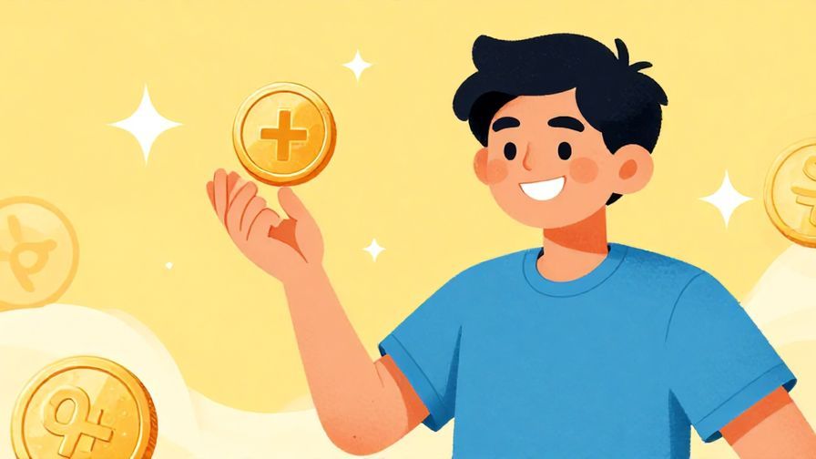 Illustration%20of%20a person flipping a coin with a confident grin, bright and playful background with sparkles, detailed background, vibrant colors, illustrated style