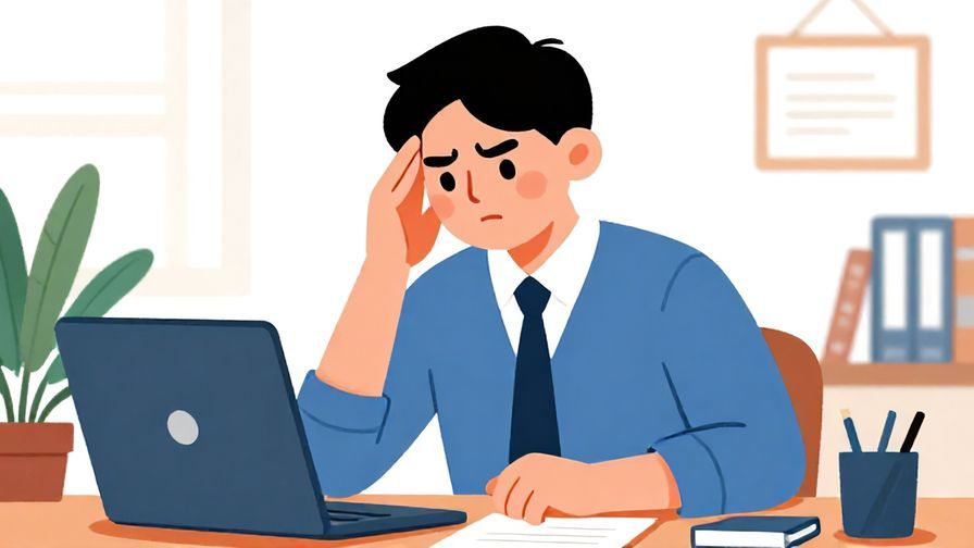 Illustration%20of%20a person formally shaking their head with a serious expression in an office setting, vibrant colors, illustrated style