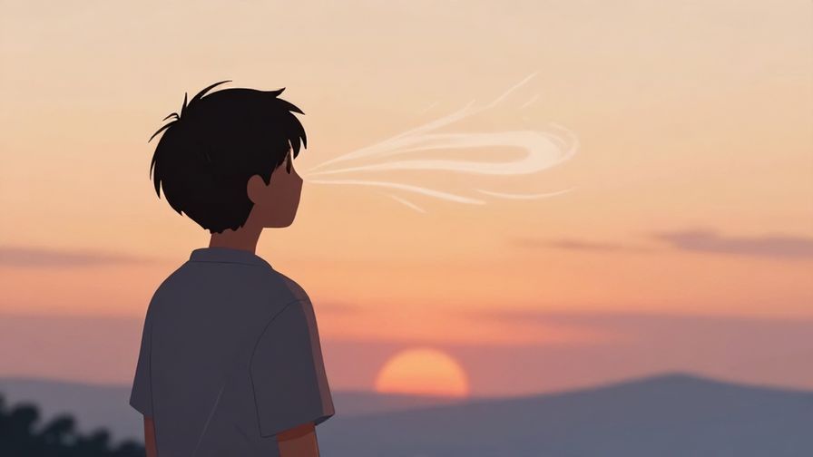 Illustration%20of%20a person gazing at a distant horizon with a soft sunset and gentle breeze, symbolizing fading thoughts