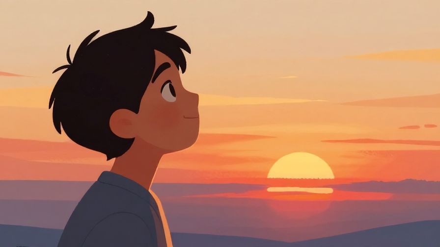 Illustration%20of%20a person gazing optimistically at a distant horizon with warm sunset colors, hopeful expression, vibrant colors, illustrated style