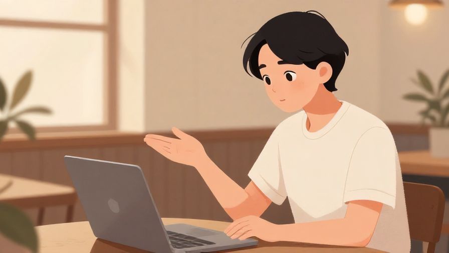 Illustration%20of%20a person gently explaining something, calm cafe scene, soft warm lighting