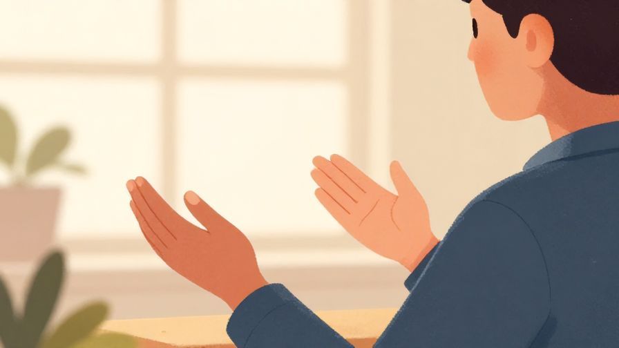Illustration%20of%20a person gently raising their hand to begin speaking or presenting, warm and inviting atmosphere, illustrated style
