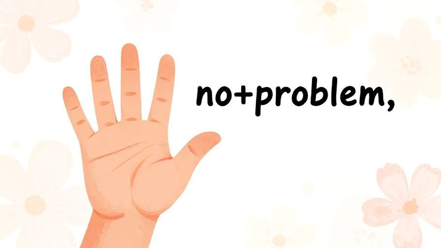 Illustration%20of%20a person gently waving their hand as if to say “no problem,” soft floral background, illustrated style