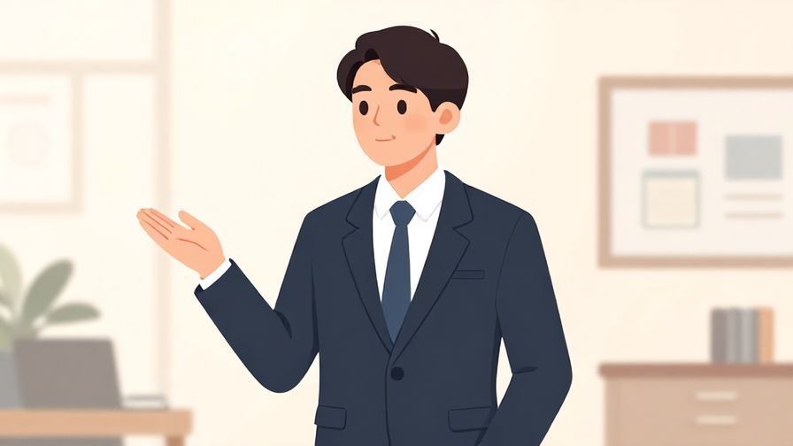 Illustration%20of%20a person gesturing calmly to indicate distance, formal indoor setting, subtle lighting, professional attire, illustrated style