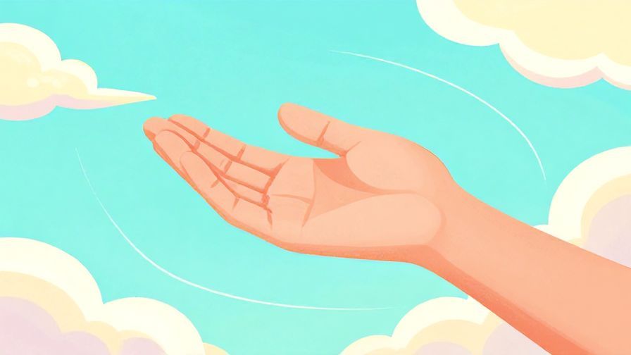 Illustration%20of%20a person gesturing invitingly with an open hand, gentle clouds and curved lines in the background, vibrant colors, illustrated style