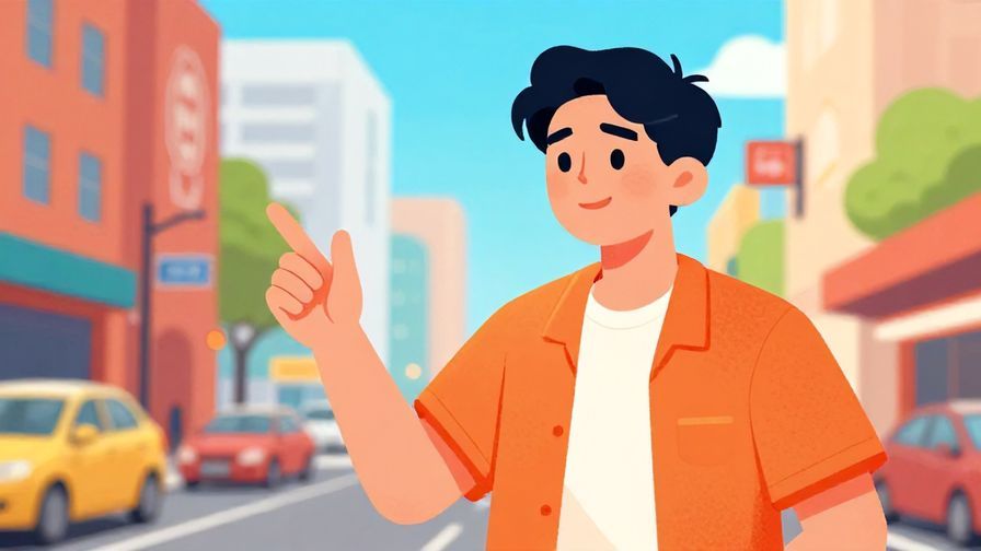 Illustration%20of%20a person giving a quick, alerting gesture with a half-smile, urban setting background, bright vibrant colors, illustrated style