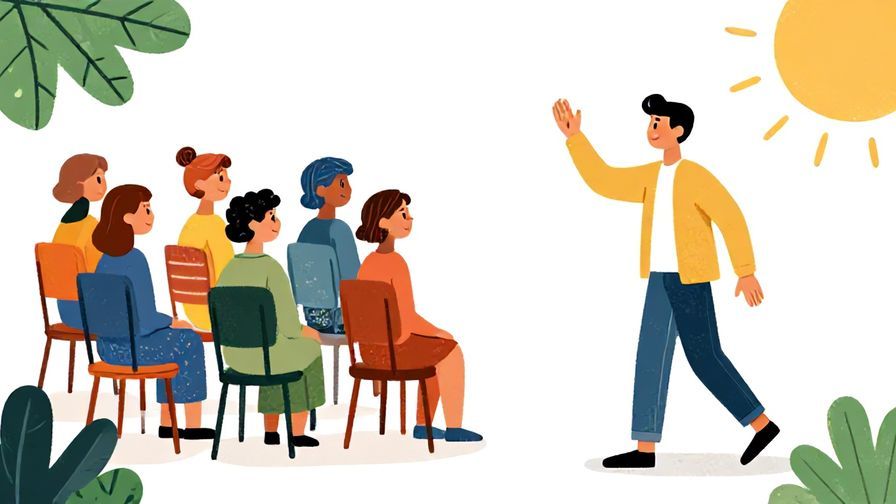 Illustration%20of%20a person giving a quick casual wave while leaving a small gathering, bright and colorful, illustrated style