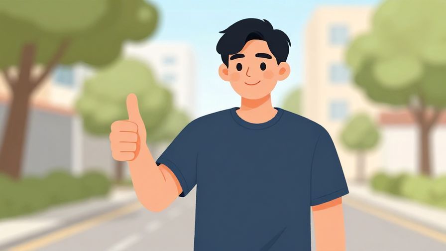 Illustration%20of%20a person giving a thumbs-up with a confident smile, casual outdoor setting