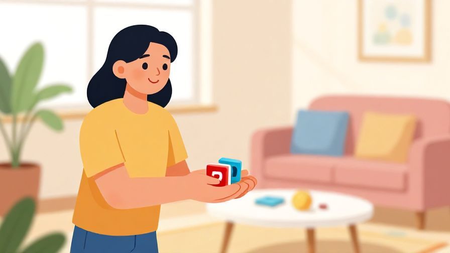 Illustration%20of%20a person handing over a game piece with a smile, bright living room setting, colorful and joyful atmosphere