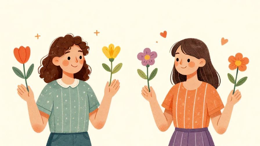 Illustration%20of%20a person happily choosing between different flowers symbolizing preferences, soft pastel background, detailed illustrated style