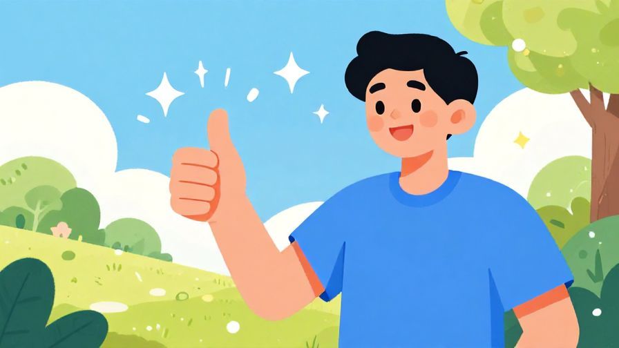 Illustration%20of%20a person happily giving a thumbs-up with sparkles around, outdoor sunny scene, vibrant colors, illustrated style