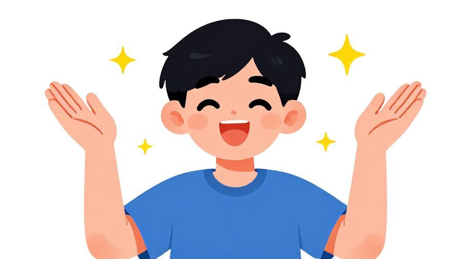 Illustration%20of%20a person happily holding up an item with a big smile and sparkle effects, illustrated style