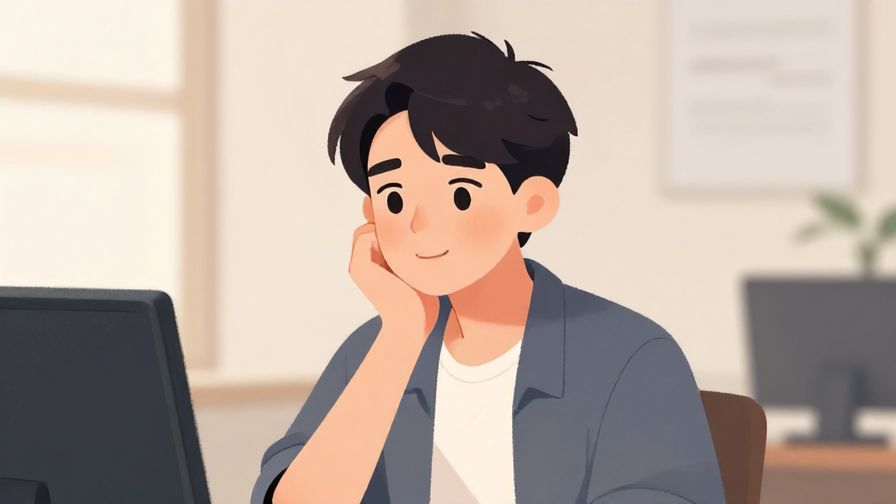 Illustration%20of%20a person hesitating slightly but smiling politely, with a soft office background and gentle lighting, illustrated style