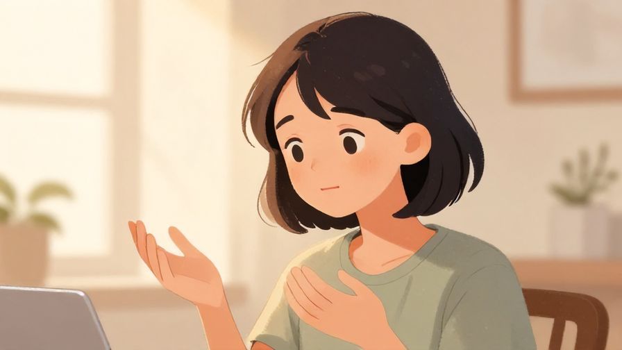 Illustration%20of%20a person hesitating slightly before speaking, soft smile, gentle indoor lighting, illustrated style