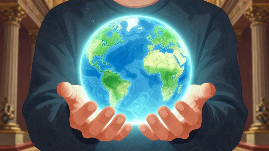 Illustration%20of%20a person holding a glowing globe in their hands, symbolizing complete control and victory, with a majestic background, detailed textures, illustrated style