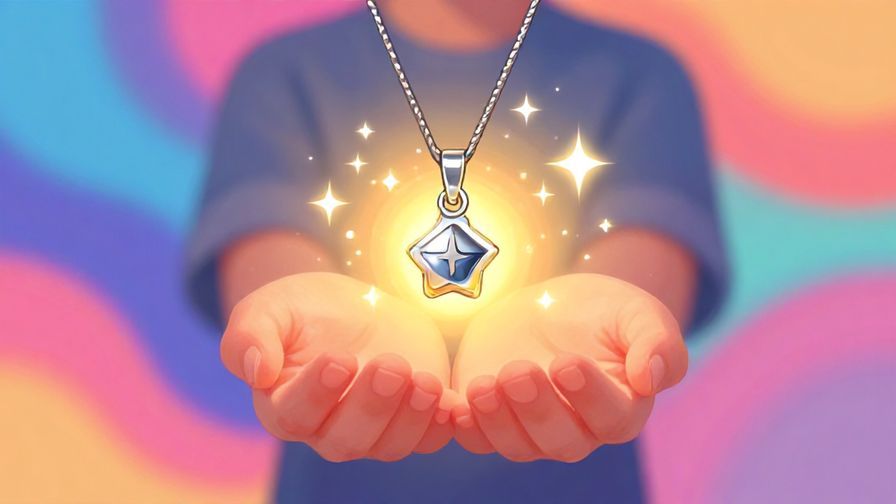 Illustration%20of%20a person holding a small charm glowing with sparkling stars around, colorful and upbeat background