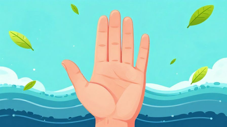 Illustration%20of%20a person holding up a hand in a gentle stop gesture with floating leaves and gentle waves in the background, vibrant colors, illustrated style