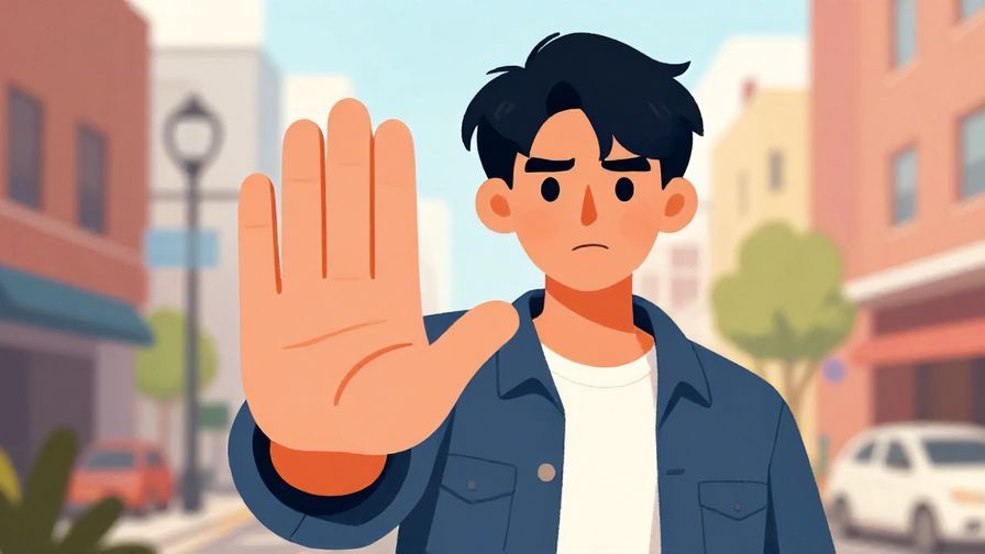 Illustration%20of%20a person holding up a hand in a “stop” gesture while looking firm but not angry%2C%20with a casual urban background%2C%20vibrant%20colors%2C%20illustrated%20style