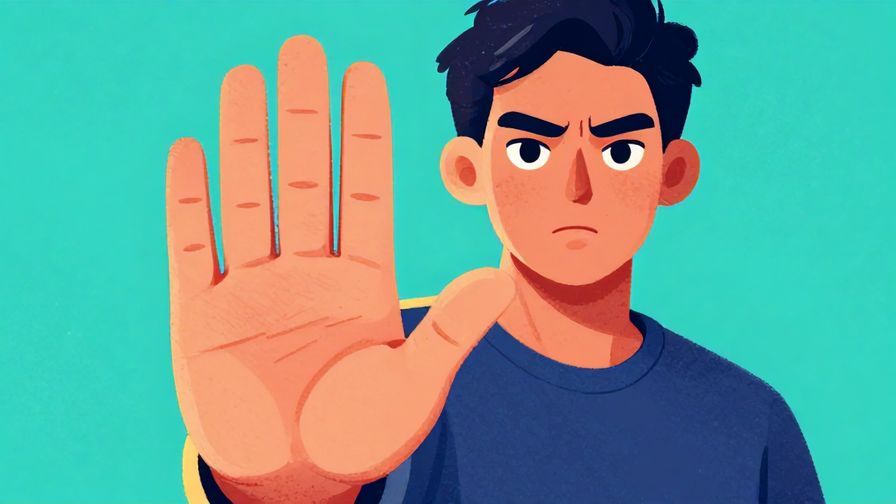 Illustration%20of%20a person holding up their hand in a “stop” gesture%2C with a serious expression%2C vibrant%20colors%2C%20illustrated%20style