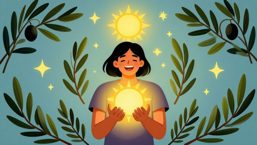 Illustration%20of%20a person joyfully holding a glowing sun in their hands with floating olive branches and stars, symbolizing an optimistic worldview