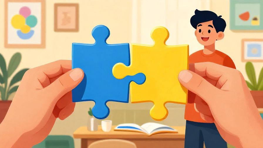 Illustration%20of%20a person joyfully holding a puzzle piece fitting perfectly, bright colors, detailed background