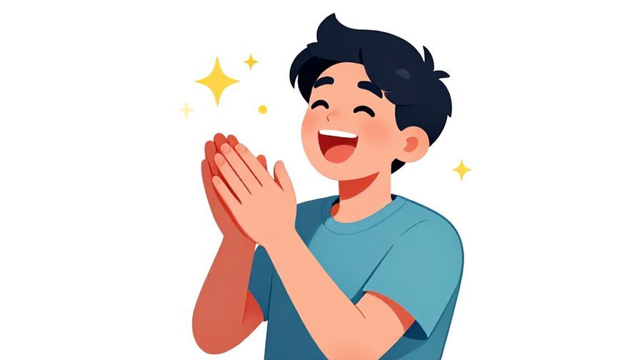 Illustration%20of%20a person laughing joyfully%2C%20clapping%20with%20sparkling%20effects%20around%20them.