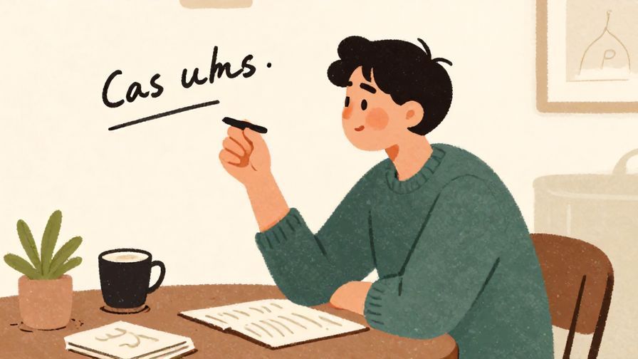 Illustration%20of%20a person leaning back, drawing out a word while speaking casually, cozy cafe setting, illustrated style