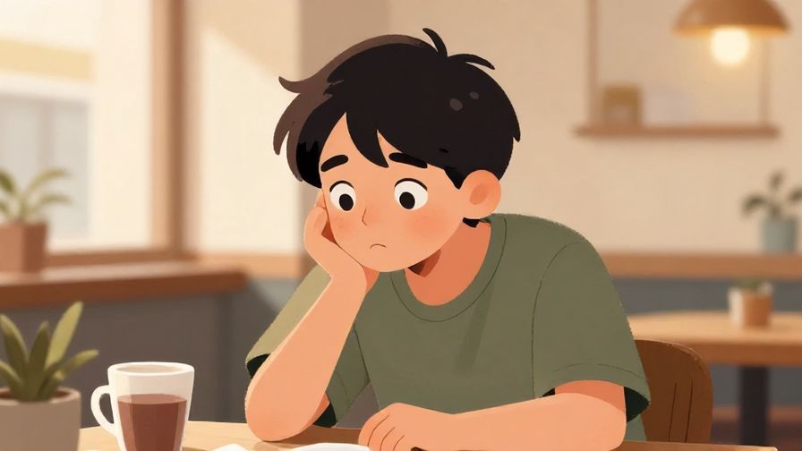 Illustration%20of%20a person leaning forward slightly, curious and attentive expression, casual café setting, warm lighting, illustrated style