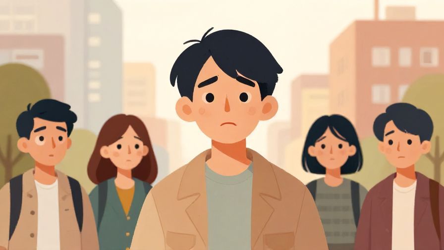 Illustration%20of%20a person looking apologetic while others look mildly troubled, urban background, illustrated style