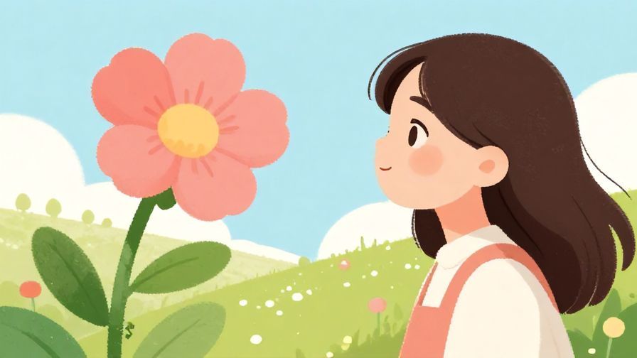 Illustration%20of%20a person looking at a blooming flower%20with%20curiosity%20and%20a%20sense%20of%20beginning%2C%20springtime%2C%20illustrated%20style