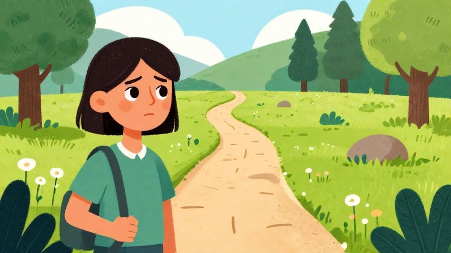 Illustration%20of%20a person looking at a challenging path ahead with serious expression, vibrant colors, illustrated style