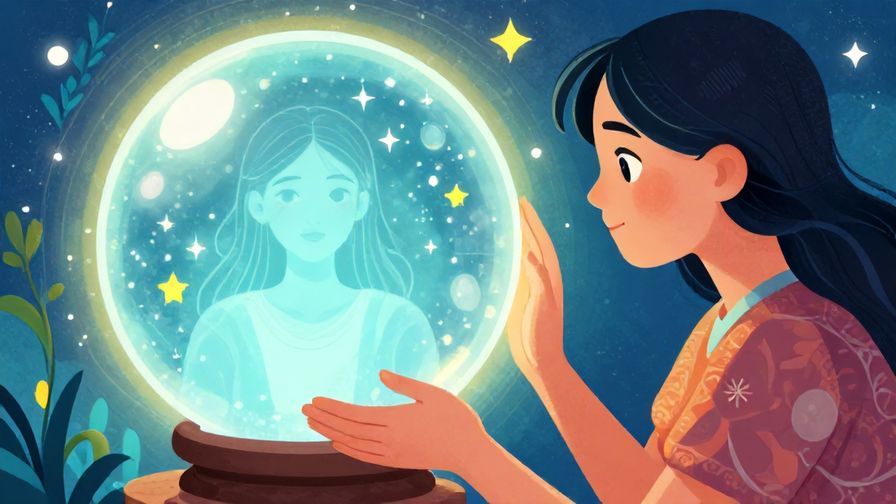 Illustration%20of%20a person looking at a crystal ball with a faint image of a future event inside, symbolizing prediction ability. Vibrant colors, detailed background, illustrated style