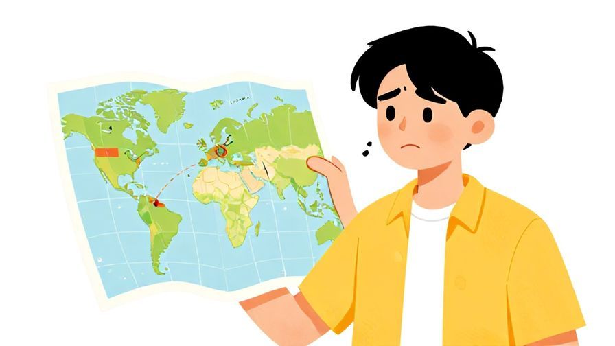 Illustration%20of%20a person looking at a map with a puzzled expression, bright colors, casual clothes, illustrated style