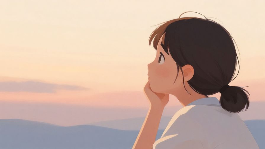 Illustration%20of%20a person looking at the horizon thoughtfully, expressing wonder with soft colors and gentle background, illustrated style
