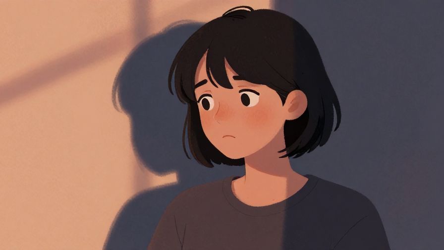 Illustration%20of%20a person looking back with a sad but accepting expression, dusk light, soft shadows, illustrated style