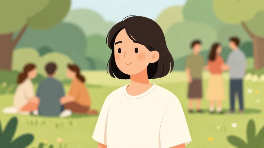 Illustration%20of%20a person looking expectant with a slight smile, casual setting with friends at a park