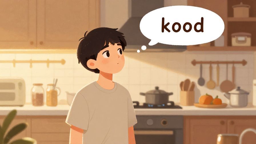 Illustration%20of%20a person looking expectantly toward a kitchen, with a thought bubble of food, cozy home background, warm lighting, illustrated style