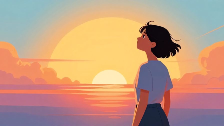 Illustration%20of%20a person looking peaceful and confident, standing before a bright horizon, vibrant colors, illustrated style