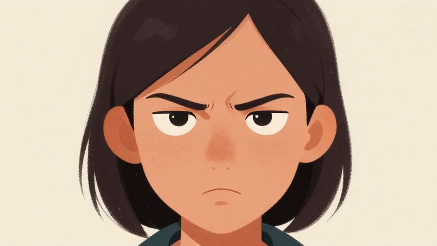 Illustration%20of%20a person looking serious with a no-nonsense expression, close-up style, soft but firm colors, illustrated style