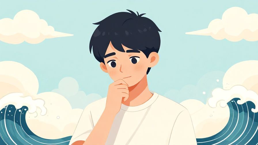 Illustration%20of%20a person looking thoughtful with a slight nod, surrounded by soft clouds and gentle waves, illustrated style
