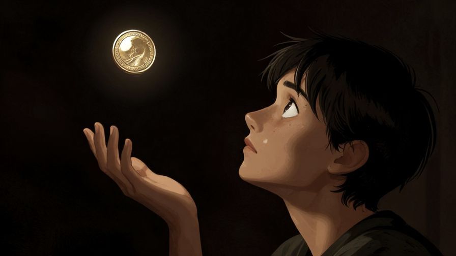 Illustration%20of%20a person looking thoughtful%20as%20a%20coin%20spins%20in%20the%20air%2C%20dramatic%20lighting%2C%20reflective%20and%20poetic%20style