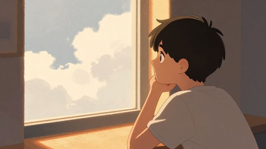 Illustration%20of%20a person looking thoughtfully at a window with a cloudy sky outside%2C warm indoor lighting%2C illustrated style