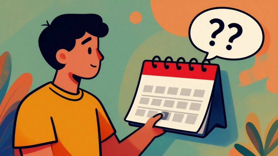Illustration%20of%20a person looking thoughtfully%20at%20a calendar%20with%20a%20thought bubble%20showing%20question%20marks%2C%20vibrant%20colors%2C%20illustrated%20style