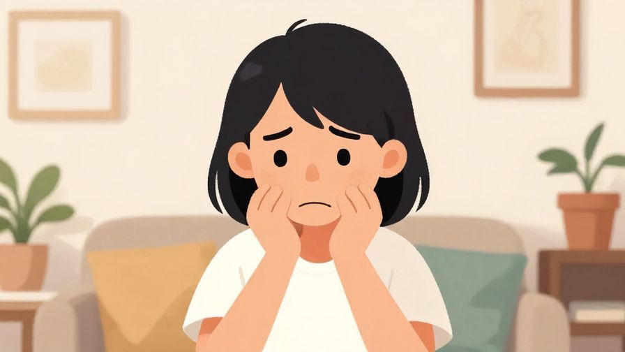 Illustration%20of%20a person making a face of mild disgust or discomfort%2C casual home setting%2C illustrated style